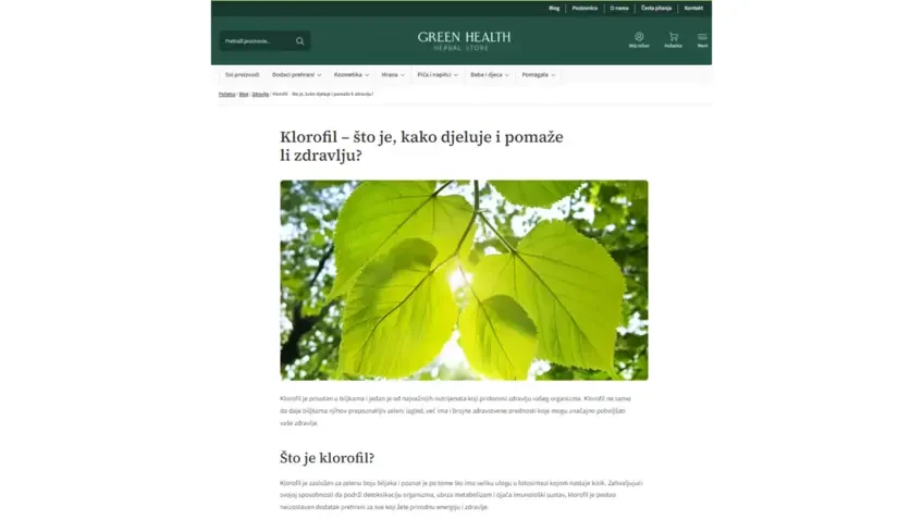 Green Health evergreen sadržaj