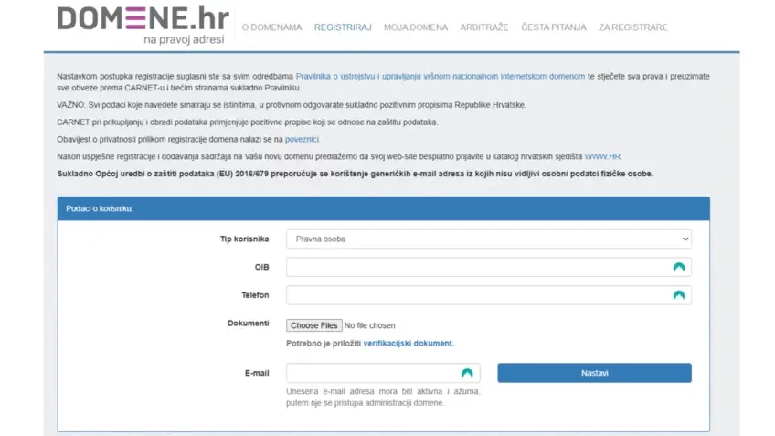 Registracija i aktivacija domene