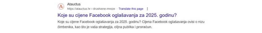 Title tag cijene Facebook oglašavanja