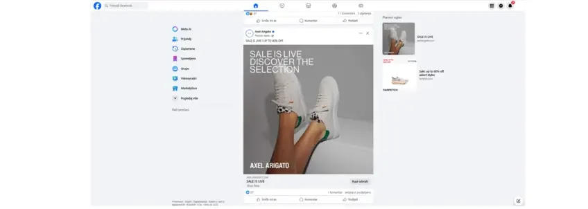 Axel Arigato Facebook oglas