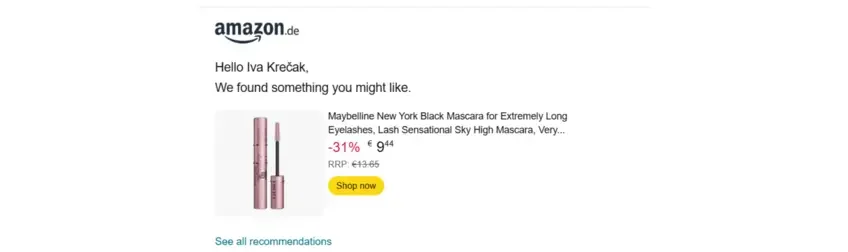 Amazon de email preporuke