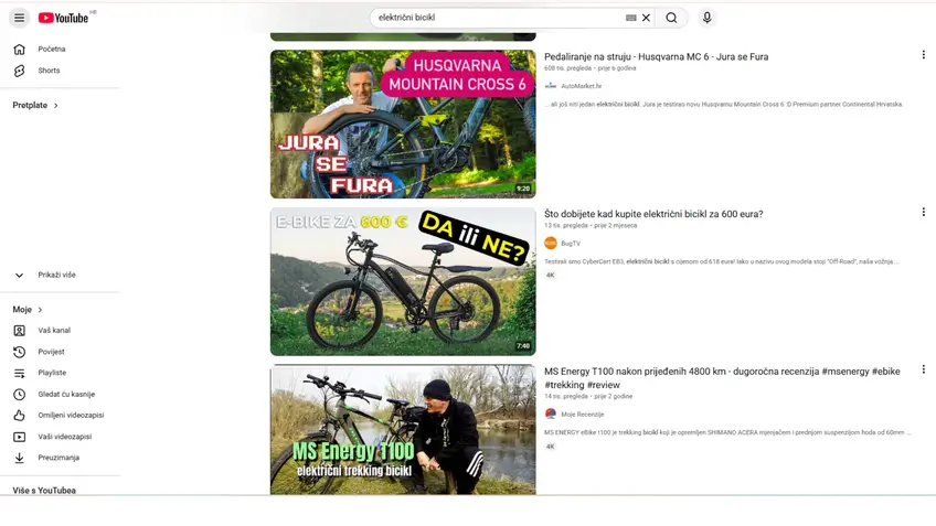 YouTube videozapisi električni bicikl